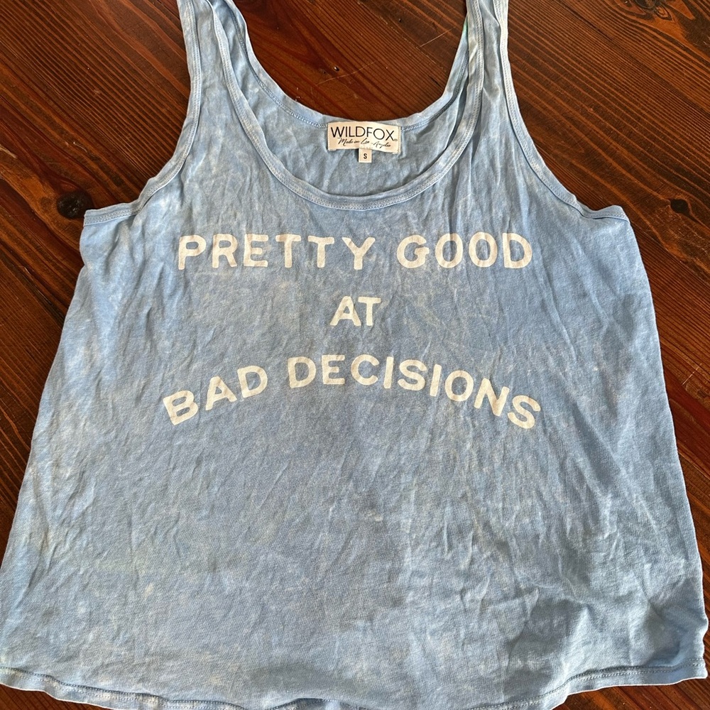 Wildfox Blue Tank Top Relaxed Fit